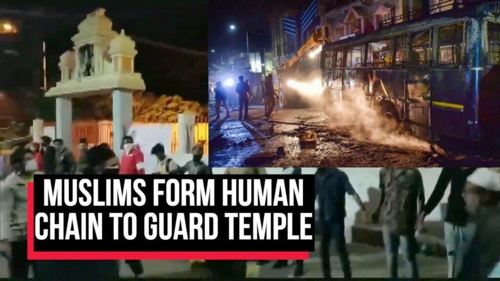 (India) Muslims form human chain to guard temple in DJ Halli after Bengaluru violence