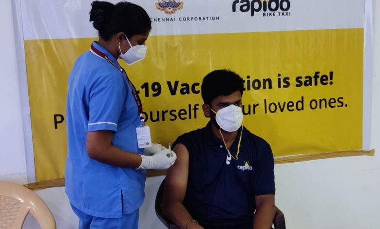 COVID-19 vaccination drive by Rapido